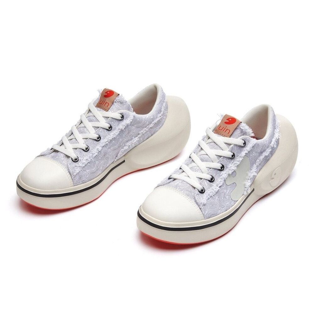 UIN Women's Sneakers Casual Comfort Walking Shoes (Bilbao B2 - Pure White )